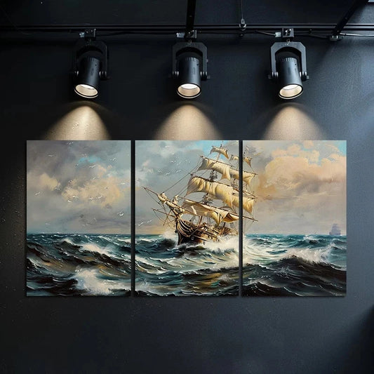 3pcs Nautical Ocean Storm Seascape Metal Print Ready to Hang Art