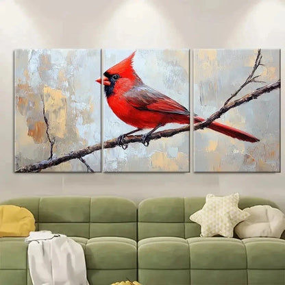 3pcs Red Cardinal Canvas Fine Art Bird rt Wall Art Set Canvas Framed 40x60cm - High Quality Print 100% Australian Made Wall Canvas Ready to Hang