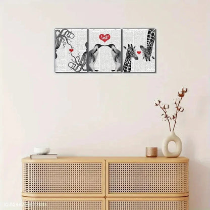 3pcs Decor Octopus Penguin Giraffe Animal Portrait Metal Print Ready to Hang