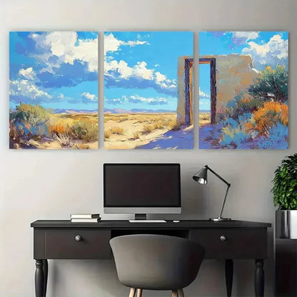 3pcs Desert Doorway Impressionist Painting Wall Art Canvas Unframed - High Quality Print 100% Australian Made Wall Canvas