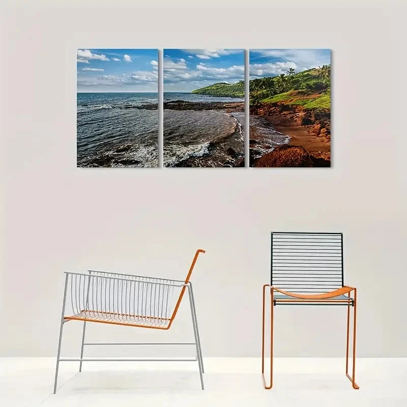 3pcs Beachscape Coastal Landscape Metal Print Ready to Hang Art