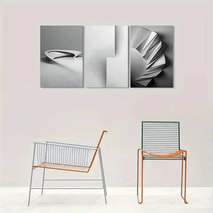 3pcs Modern Abstract Black & White Metal Print Ready to Hang Art