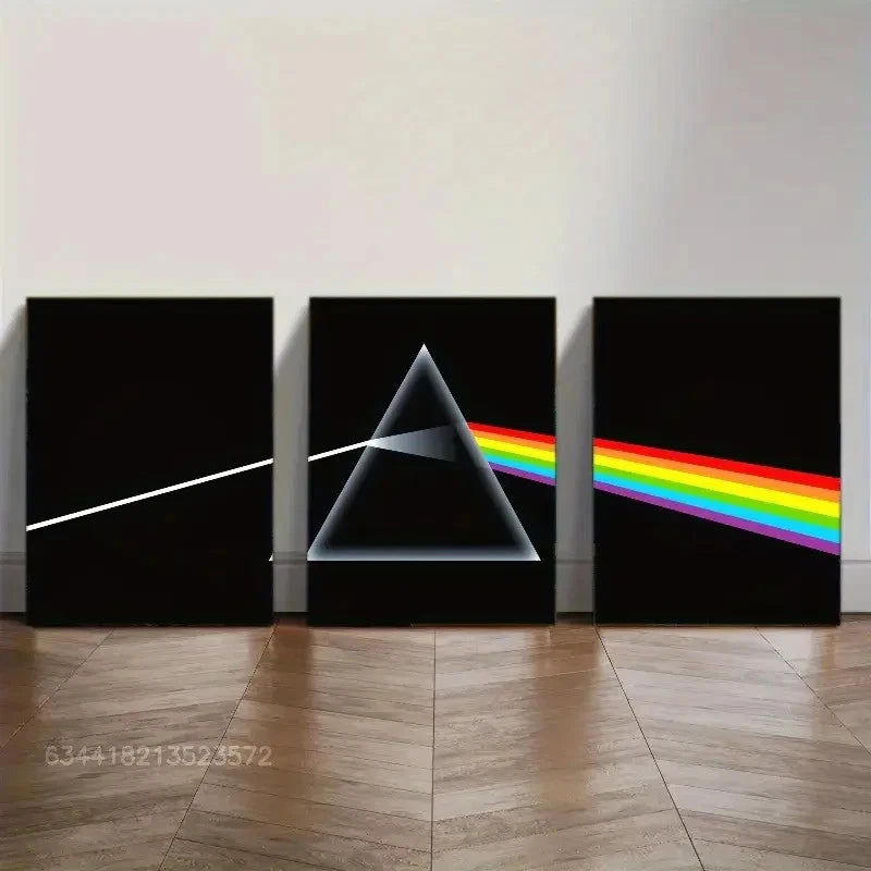 3pcs Visual Feast Geometric wall art Abstract Metal Print Ready to Hang Art