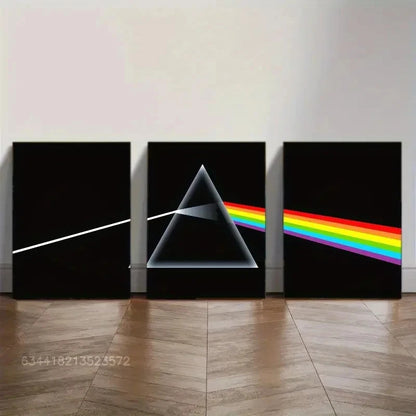 3pcs Visual Feast Geometric wall art Abstract Metal Print Ready to Hang Art