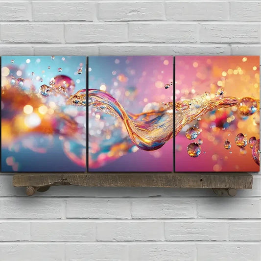 3pcs Beautiful Waves Colourful Metal Print Ready to Hang Art