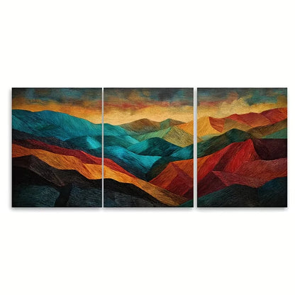 3pcs Abstract Painting Autumn Landscape Metal Print Ready to Hang Art