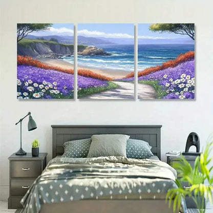 3pcs Blue Ocean & Daisy Wall Art Set Canvas Unframed - High Quality Print 100% Australian Made Wall Canvas
