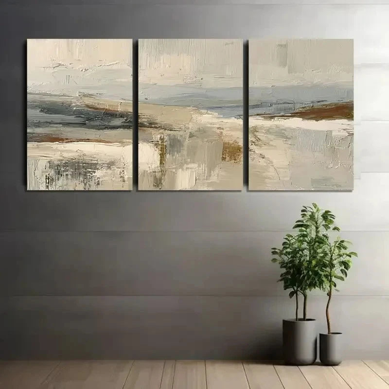 3pcs English Landscape Oil Painting Abstract Metal Print Ready to Hang Art