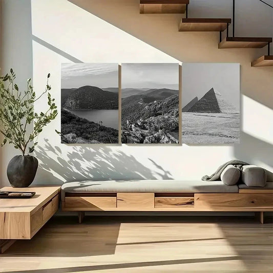 3pcs Hudson Valley Black & White Metal Print Ready to Hang Art