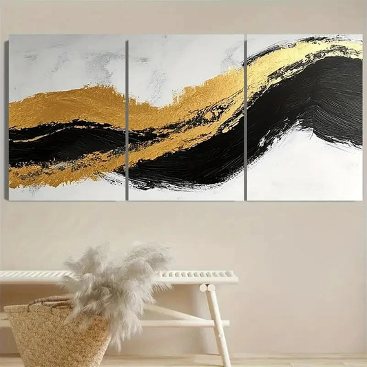 3pcs Vibrant Black and White Malist Design Metal Print Ready to Hang Art