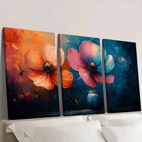 3pcs Texture Floral Art Painting TY Wall Art Set Canvas Unframed - High Quality Print 100% Australian Made Wall Canvas