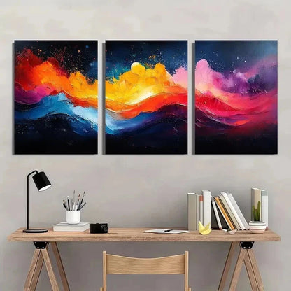 3pcs Painting Bright And Colorful Abstract Wall Art Set Canvas Framed 40x60cm - High Quality Print 100% Australian Made Wall Canvas Ready to Hang
