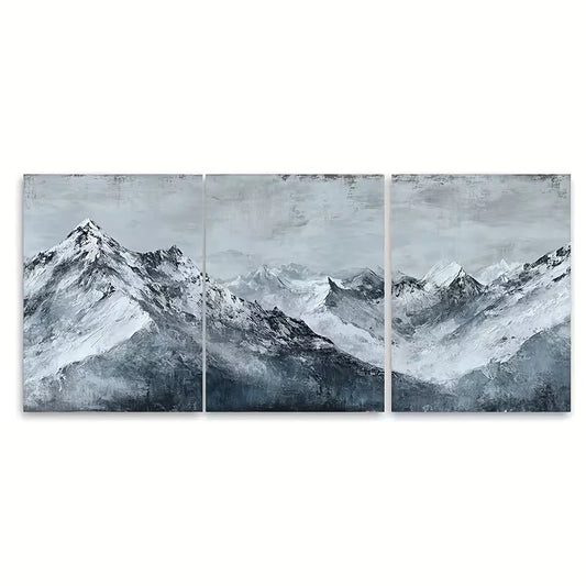 3pcs Minimalist Landscape of a Mountain Metal Print Ready to Hang Art