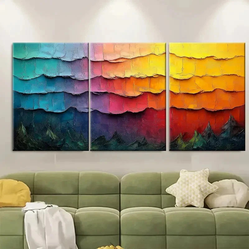 3pcs Abstract Modern Colorful RI Wall Art Set Canvas Framed 60x90cm - High Quality Print 100% Australian Made Wall Canvas Ready to Hang