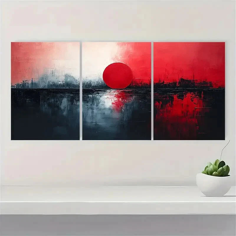 3pcs Textured Abstract Painting Gray and Black Metal Print Ready to Hang Art