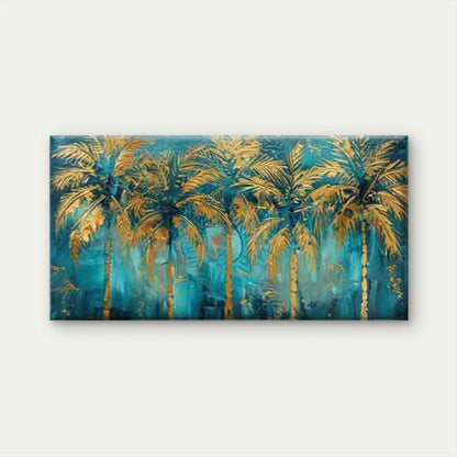 Golden Tropical Palm Tree Wall Art Canvas Office Home Room Framed 120x60cm