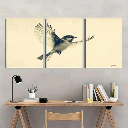 3pcs Minimalist Birds Neutral Nature Perfect Wall Art Set Canvas Framed 40x60cm - High Quality Print 100% Australian Made Wall Canvas Ready to Hang
