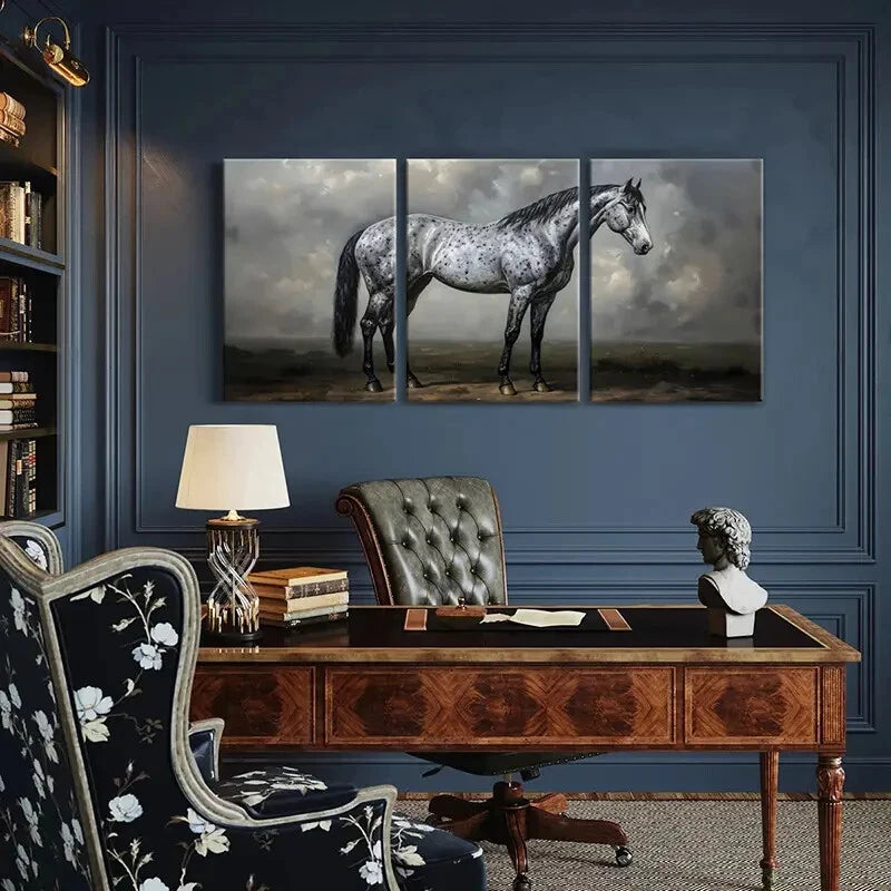 3pcs Artistic Horse Painting Spotted Pattern Metal Print Ready to Hang Art