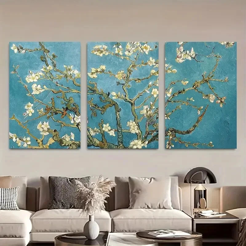 3pcs Vincent Van Gogh Almond Blossoms Floral Plant Metal Print Ready to Hang Art