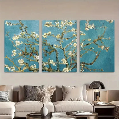 3pcs Vincent Van Gogh Almond Blossoms Floral Plant Metal Print Ready to Hang Art