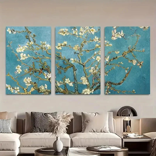 3pcs Vincent Van Gogh Almond Blossoms Floral Plant Metal Print Ready to Hang Art