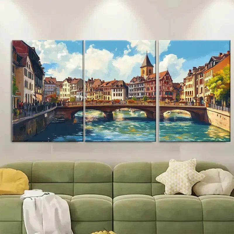 3pcs Strasbourg France Travel Poster Vibrant City Metal Print Ready to Hang Art