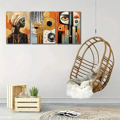 3pcs African American art set of 3 Metal Print Ready to Hang Art