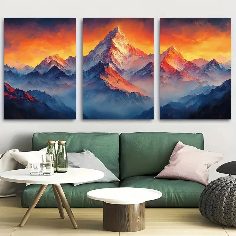 3pcs Apsarasas Kangri Mountain Metal Print Ready to Hang Art