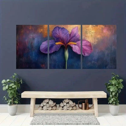 3pcs Iris Painting Print Green Art Metal Print Ready to Hang Art