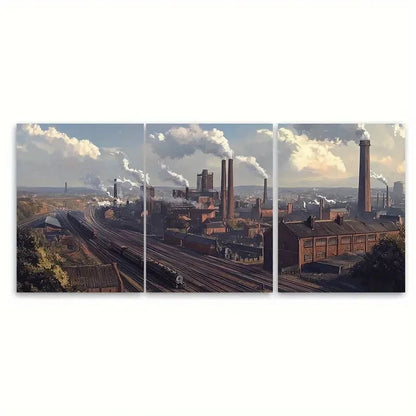 3pcs Staffordshire England Industrial Landscape Metal Print Ready to Hang Art