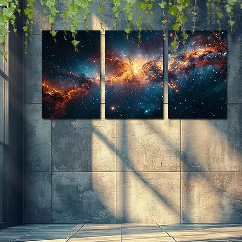 3pcs Space Nebula Starry Sky Canvas Framed 60x90cm - High Quality Print 100% Australian Made Wall Canvas Ready to Hang - Bella Home Decor