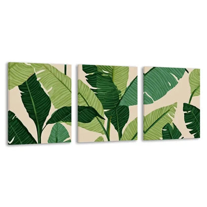 3pcs Elegant Green Banana Leaves Wall Art Set Canvas Framed 60x90cm - High Quality Print 100% Australian Made Wall Canvas Ready to Hang