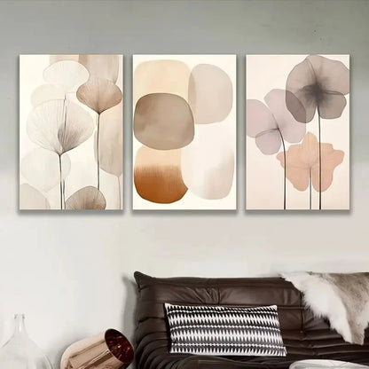 3pcs Abstract Neutral Toned Shapes Wall Art Set Canvas Framed 40x60cm - High Quality Print 100% Australian Made Wall Canvas Ready to Hang