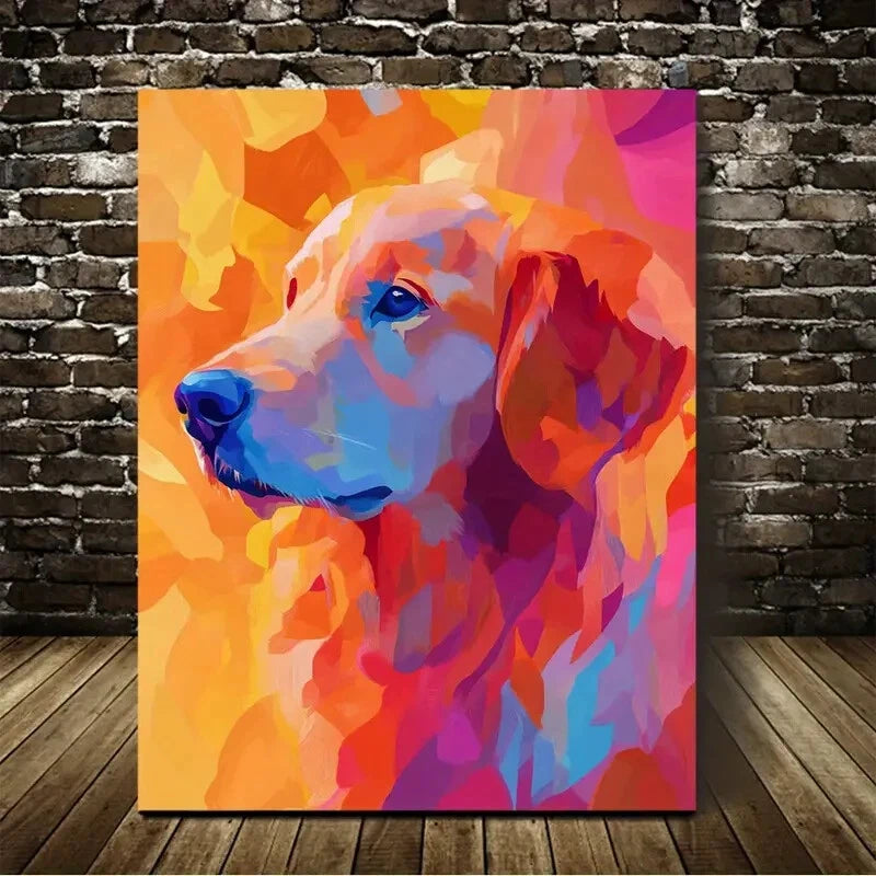 Abstract Art Pet Golden Retrieve Painting 40x60cm Metal Print Ready to Hang