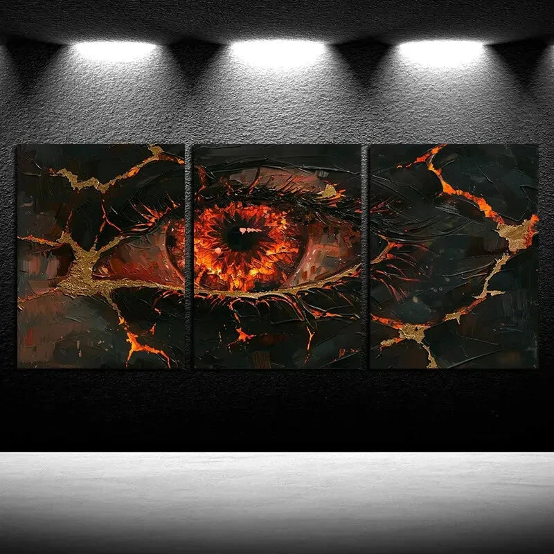 3pcs Abstract Modern Decorative Eye Metal Print Ready to Hang Art