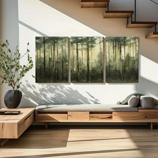 3pcs Forest Serenity Abstract Nature Art Metal Print Ready to Hang Art
