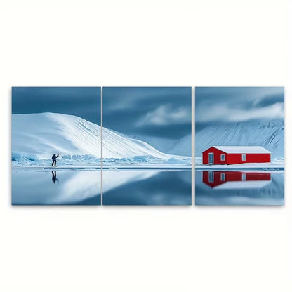 3pcs Winter landscape of Svalbard Metal Print Ready to Hang Art