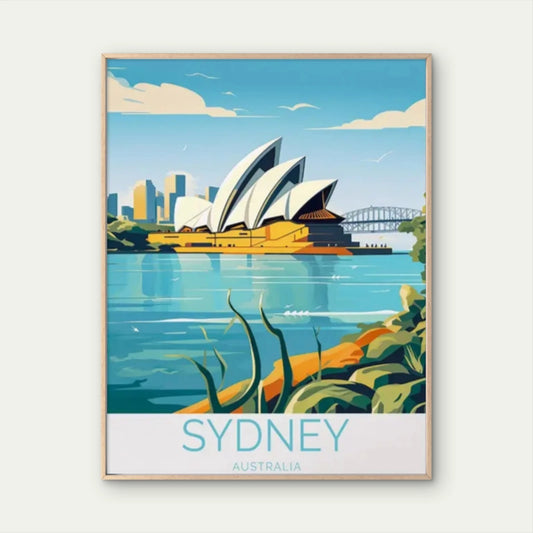 Australian Sydney Travel Poster Print Wall Art