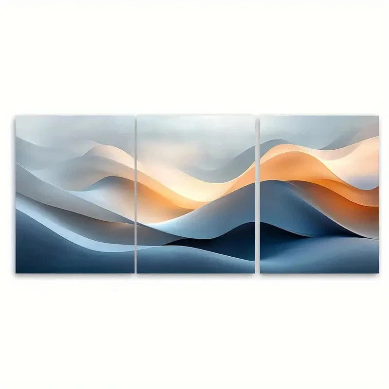 3pcs Abstract Minimalist Soft Shapes Metal Print Ready to Hang Art