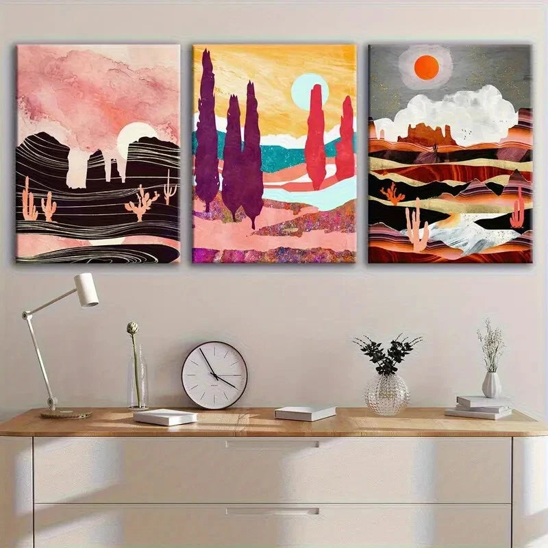 3pcs Modern Abstract Bound Edge Metal Print Ready to Hang Art