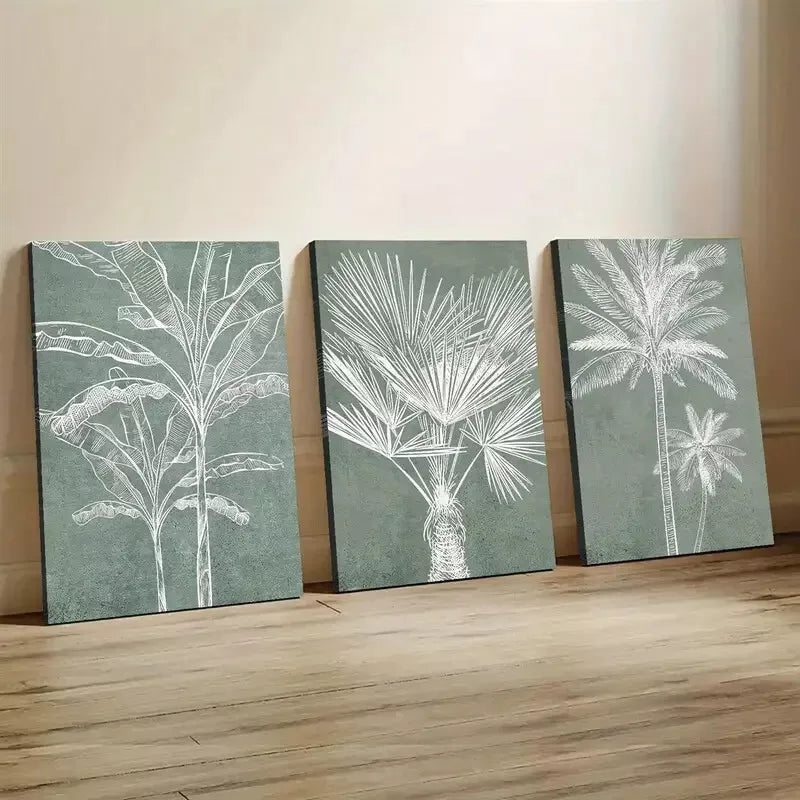 3pcs Tropical Palm & Banana Leaves Canvas Framed 40x60cm - High Quality Print 100% Australian Made Wall Canvas Ready to Hang