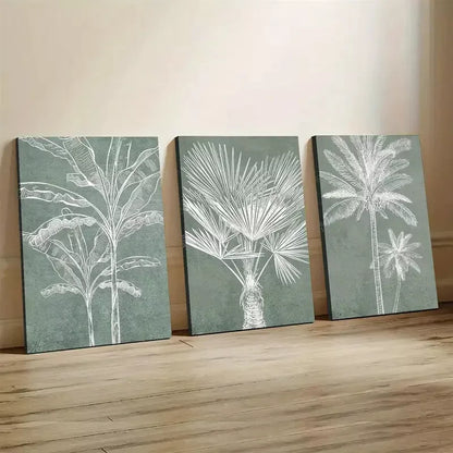 3pcs Tropical Palm & Banana Leaves Canvas Framed 40x60cm - High Quality Print 100% Australian Made Wall Canvas Ready to Hang