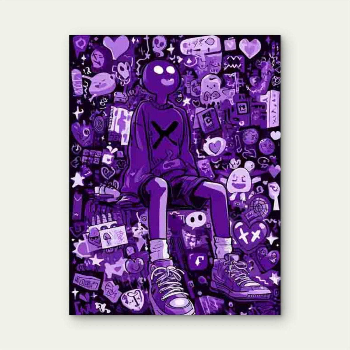 Featuring Purple Graffiti Heart Art 40x60cm Metal Print Ready to Hang