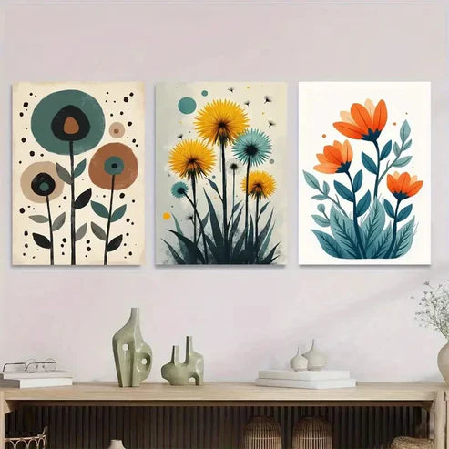 3pcs Modern Minimalist Floral Abstract Wall Art Set Canvas Unframed - High Quality Print 100% Australian Made Wall Canvas