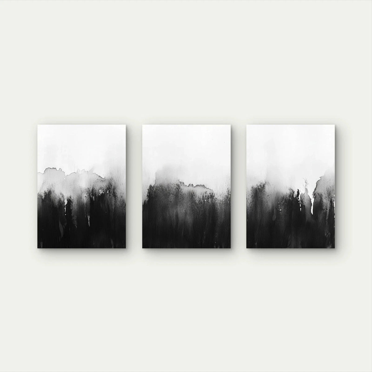 3pcs Minimalist Black White Watercolor Abstract Wall Art Set Canvas Framed 60x90cm - High Quality Print 100% Australian Made Wall Canvas Ready to Hang