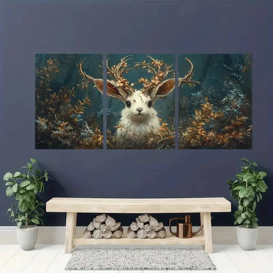 3pcs Moody Jackalope Canvas Wall Art Set Canvas Framed 40x60cm - High Quality Print 100% Australian Made Wall Canvas Ready to Hang