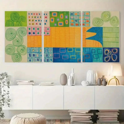 3pcs Swirls Circles & Geometric Patterns Metal Print Ready to Hang Art