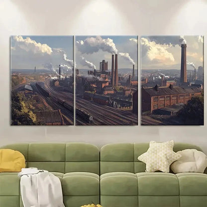3pcs Staffordshire England Industrial Landscape Metal Print Ready to Hang Art