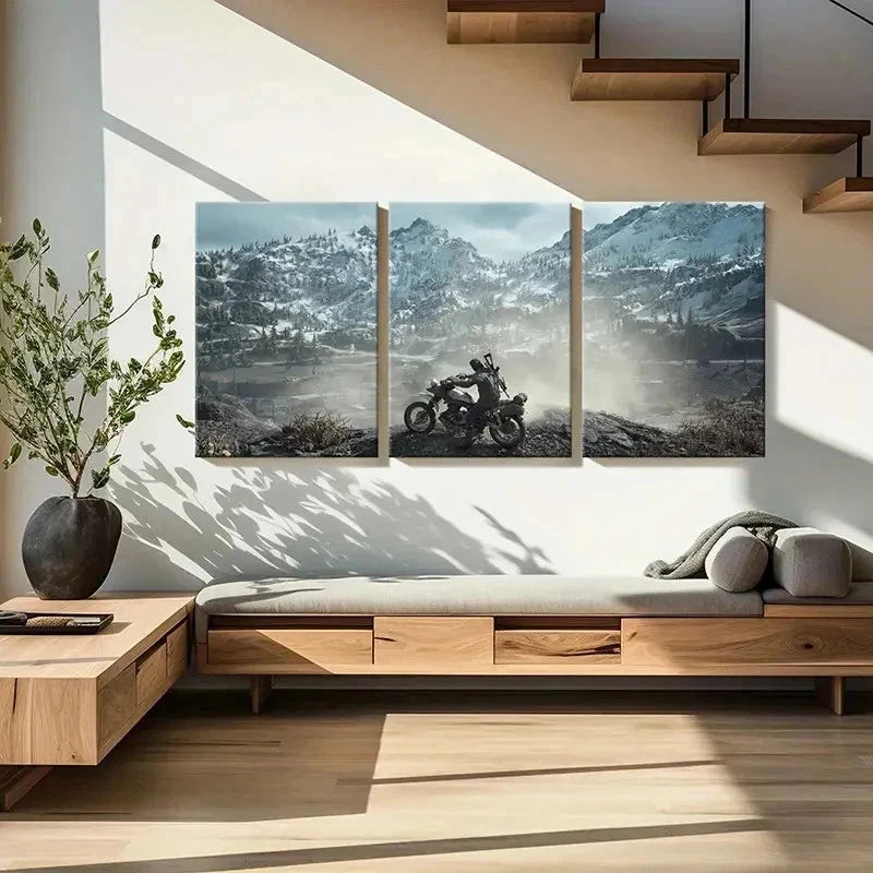 3pcs Days Gone Game Snow Mountain Landscape Wall Art Set Canvas Framed 40x60cm - High Quality Print 100% Australian Made Wall Canvas Ready to Hang