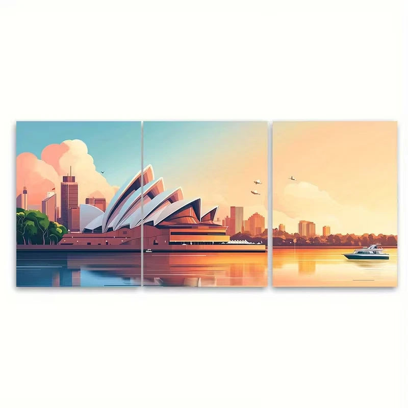 3pcs Sydney Travel Metal Print Ready to Hang Art
